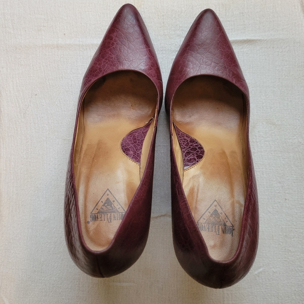 Burgundy John Fluevog pumps size 7